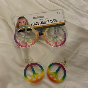 Peace sign glasses and earrings for costume.